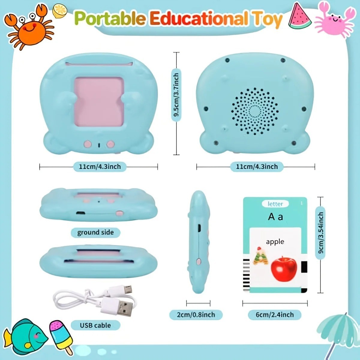 Kids Learning Machine Talking Flash Cards Electronic Audio Book English Words To
