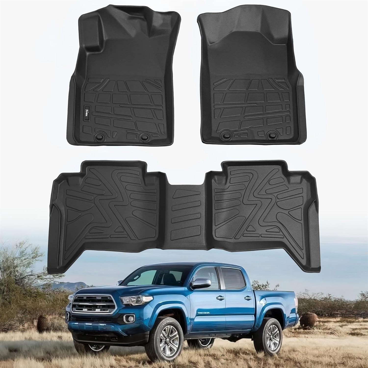 KARPAL Floor Mats Fit for Toyota Tacoma 2005-2015 Double Cab (Footwell