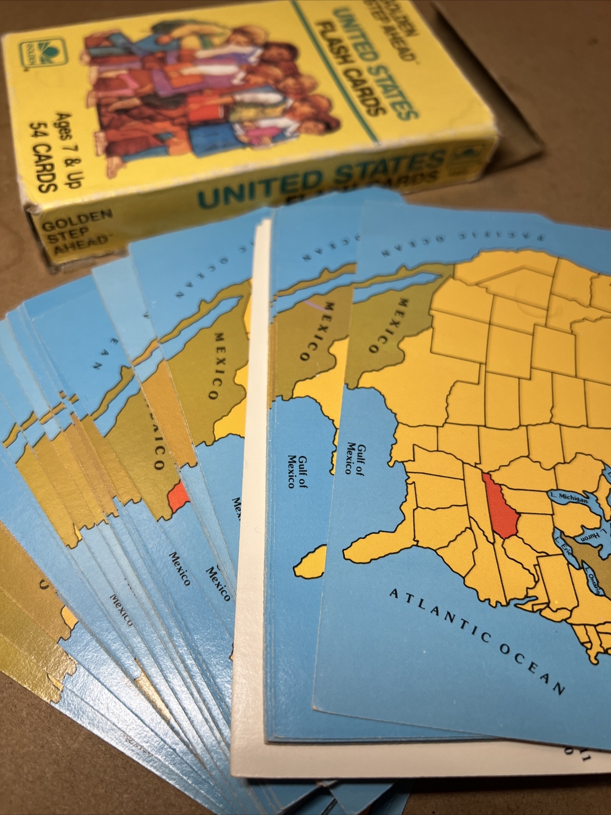 Golden Step Ahead United States Flash Cards 1985 Made In USA Vintage