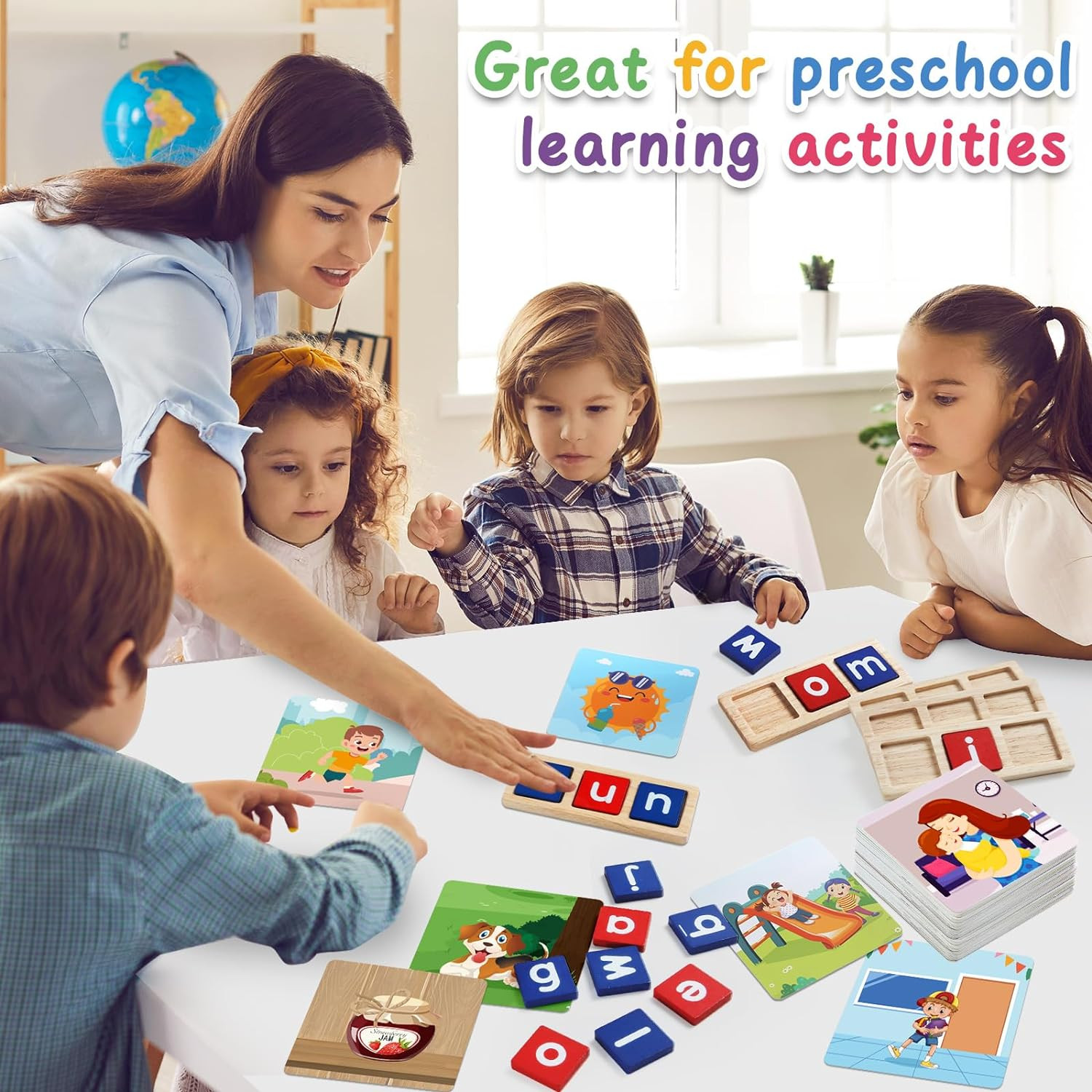 CVC Word Educational Toy Spelling Games, Preschool Toddler Learning Activities,