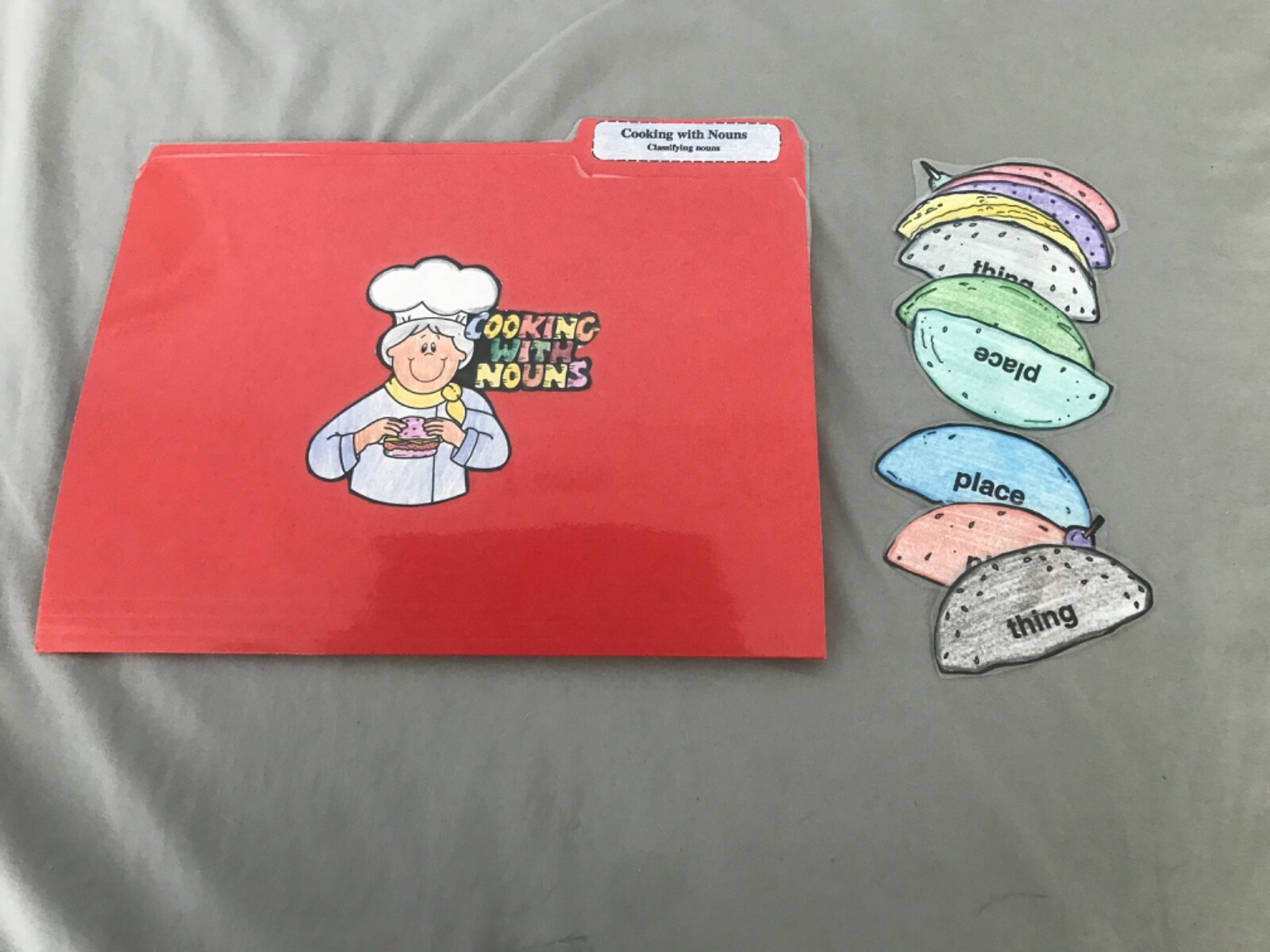 Cooking with Nouns! Classifying noun 2nd gr lang arts file folder game teacher