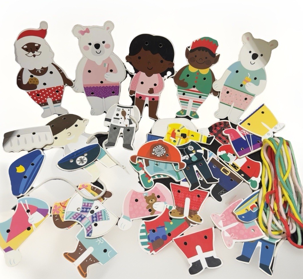Lacing Toy Cards Lot Yarn People Various Clothes Accessories