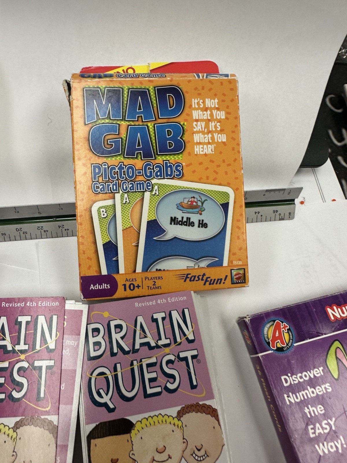 Educational Math Flash Cards & Card Games Lot – Brain Quest, Mad Gab