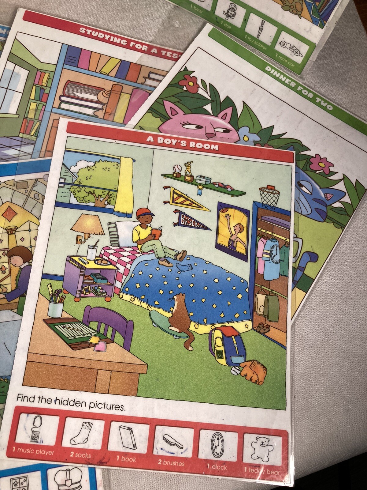 Lot Of 15 Double Sided Loose Laminated Sheets Find Hidden Pictures Activity