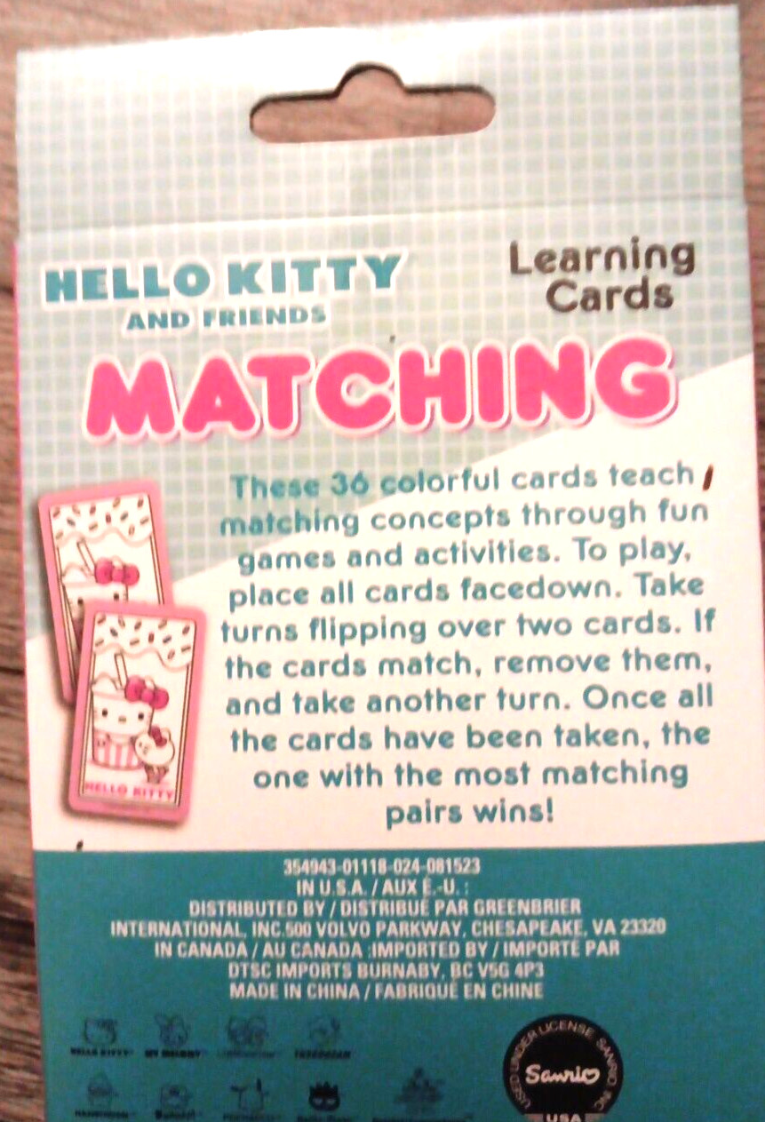 Hello Kitty and Friends Matching Learning Cards – Fun Matching Concepts Game!