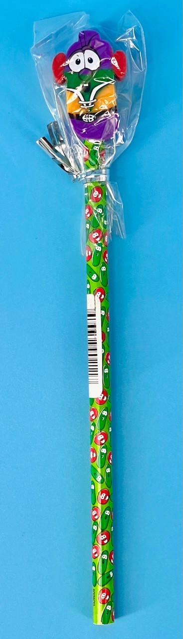 Vtg Veggie Tales Jumbo Erasers & Pencil Big Idea Laura Blueberry Larry-Boy NEW
