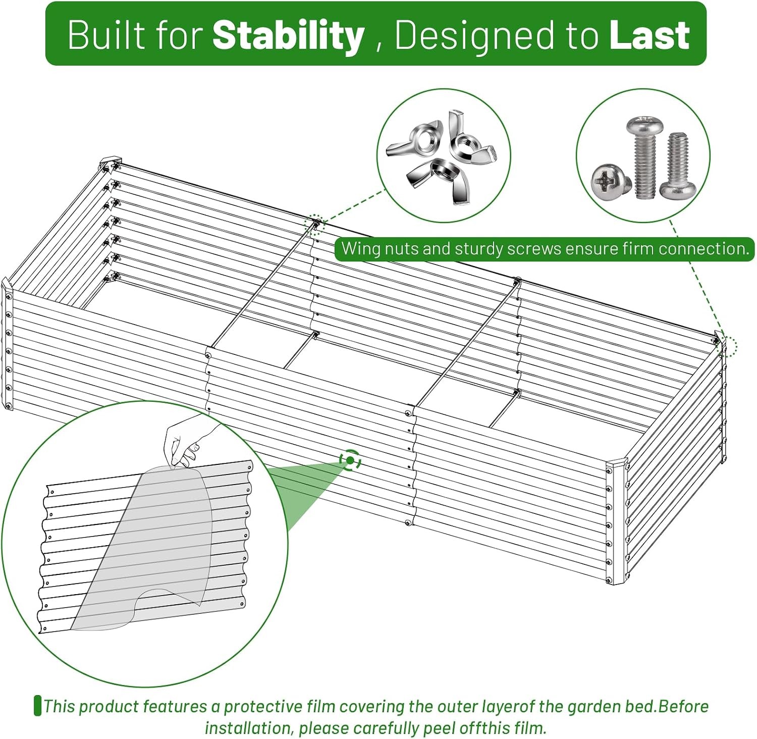 2-Pack 6x2x2FT Galvanized Raised Garden Bed Kit Metal Planter Box Planting