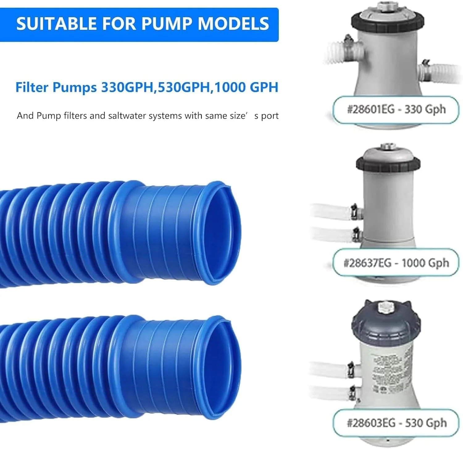 Pool Hose Replacement 1-1/4-Inch for Above Ground Pools – 1.25″*59″ Diameter Poo