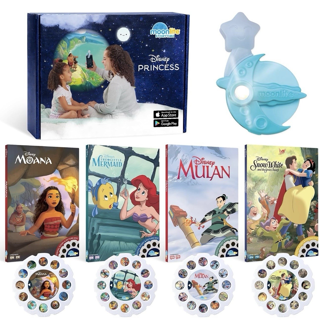 Moonlite Story Reel Storytime Projector Set Disney Princess-MSRP $50 New