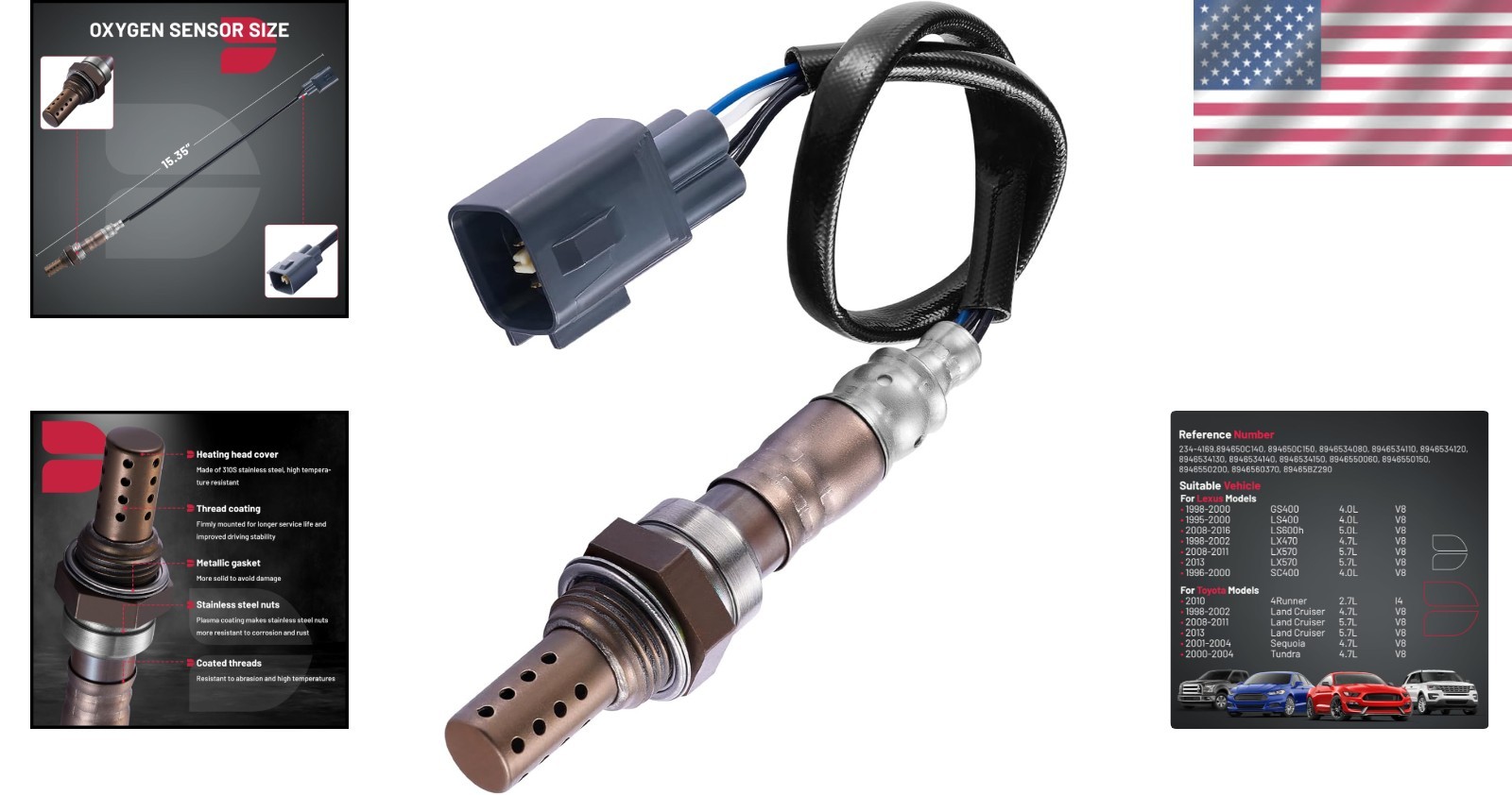 BDFHYK Oxygen Sensor Upstream & Downstream O2 Sensor, Compatible with Lexus…