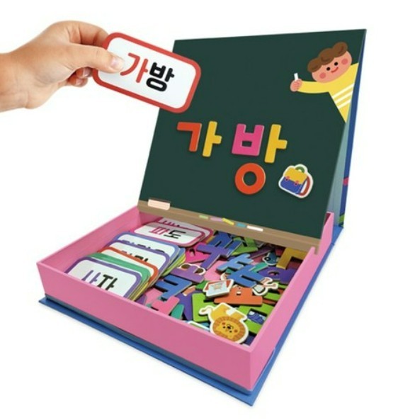 Hangeul Magnetic Play Set 53 Letters + 14 Word Cards Korean Learning Kit