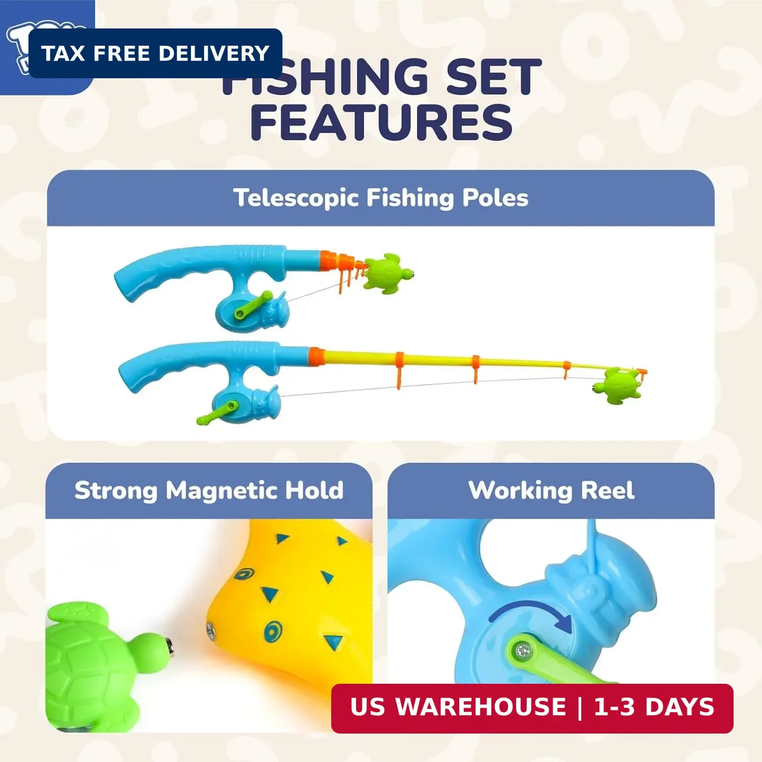 TOY Life 2-Player Magnetic Fishing Game for Kids 3-5 – Toddler Fishing Pole Set