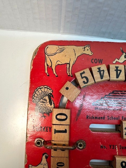 RICHMOND EDUCATIONAL SPELLING BOARD LETTERS NUMBERS FARM THEME 1948 vintage