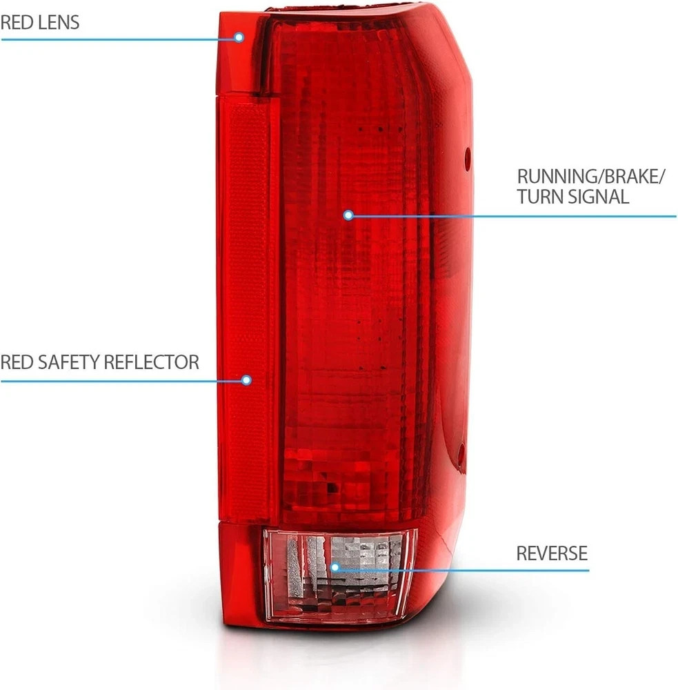 89-96 Ford F150 Bronco 89-98 Ford F250 F350 Red Tail Lights Assembly Pair DOT
