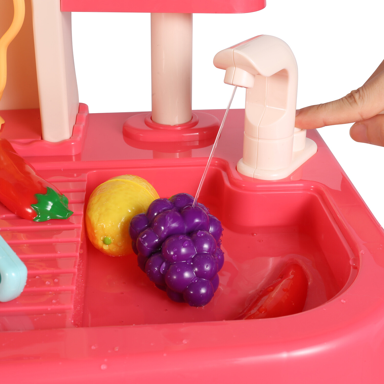 Interactive Kids Kitchen PlaySet with Steam, Light, Music & 65 Pcs Accessories