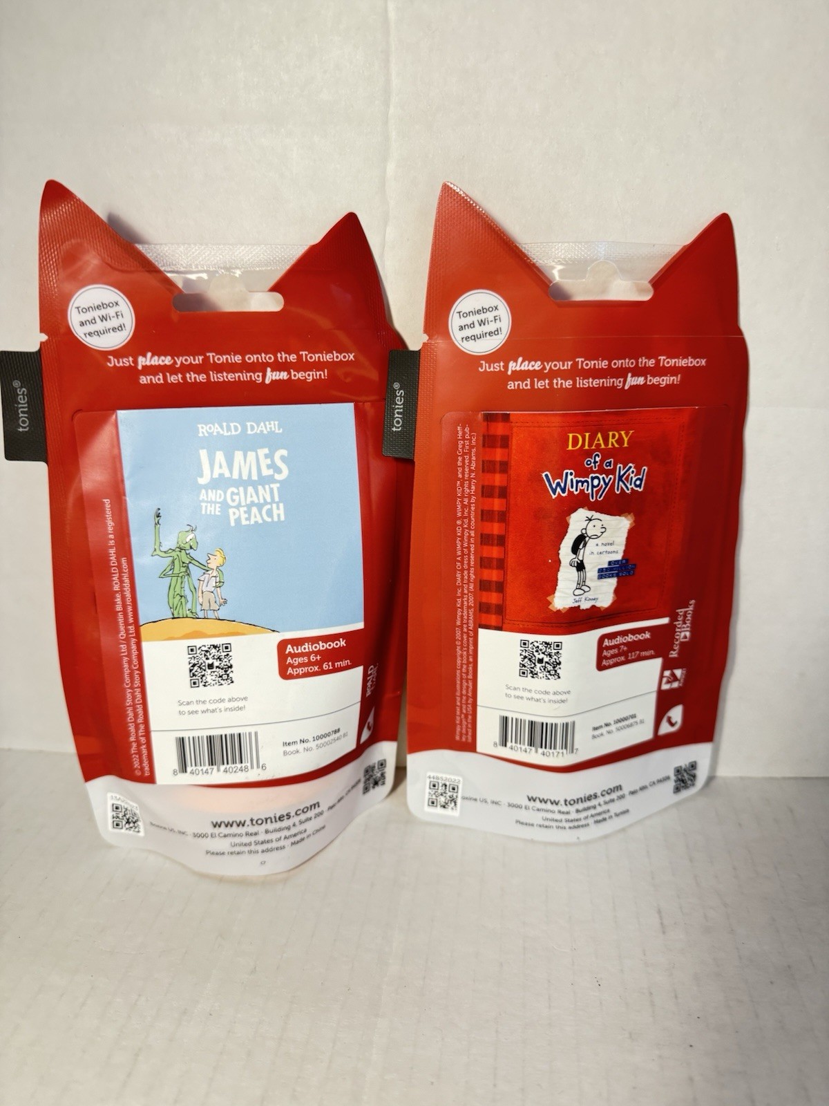 New Tonies Lot Of 2 Characters- James & The Giant Peach and Diary Of A Wimpy Kid