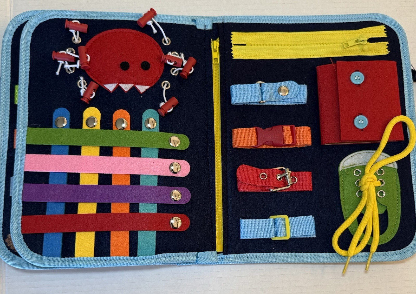 Gojmzo Montessori Busy Board – Sensory Travel Toy for Toddlers 1-4
