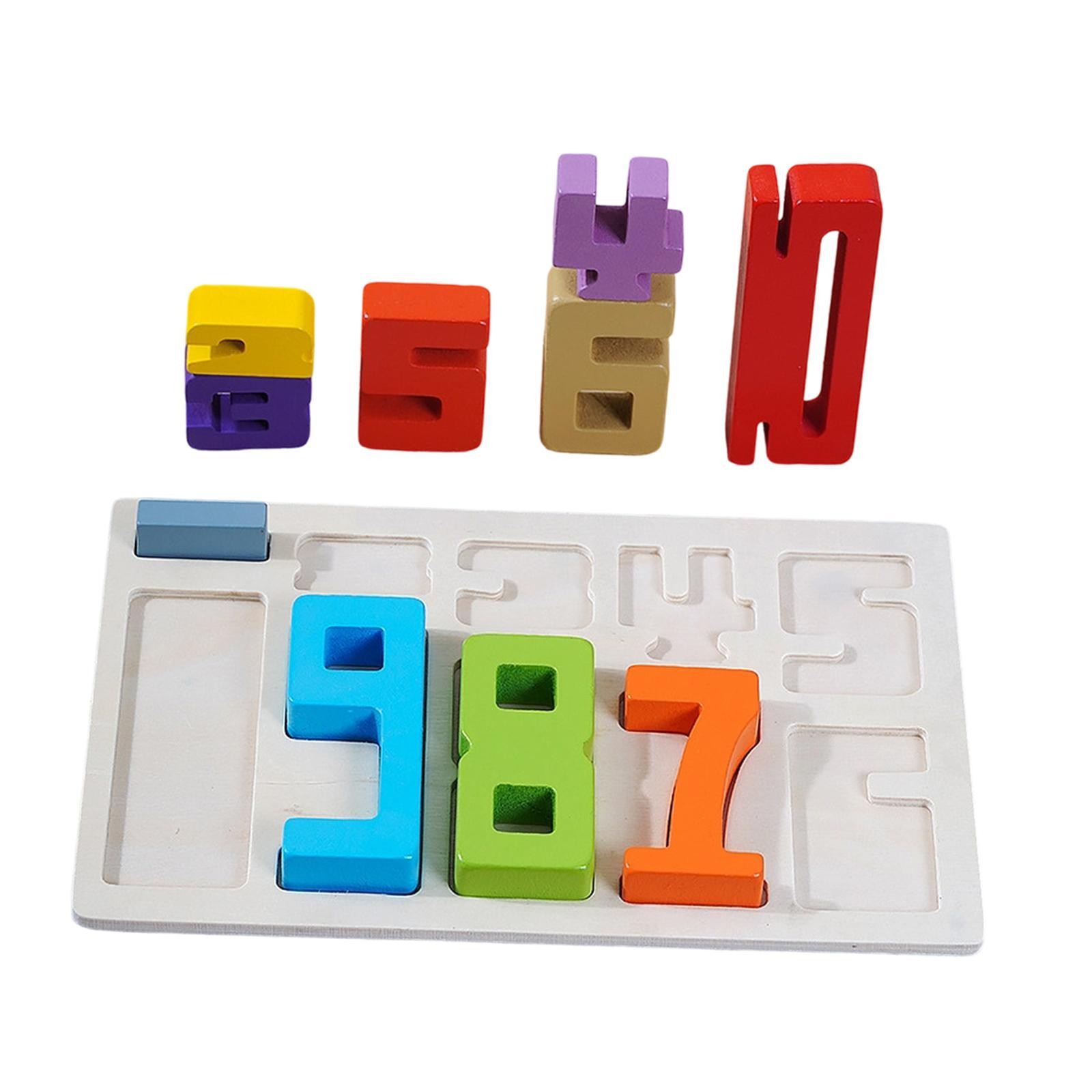 Wooden Number Building Blocks Wooden Number Puzzle Toy Colors Learning Counting