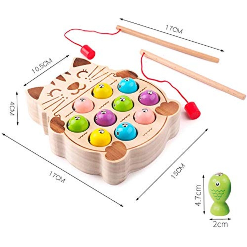 Fishing Game Montessori Toys for Toddlers Magnetic Cat-Shape Fishing for Kids