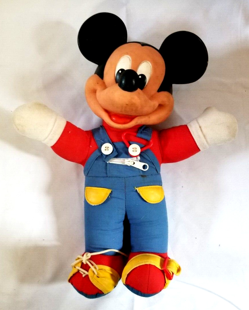 Mattel Mickey Mouse Learn How to Dress Doll Plush Toy Disney VTG 1980s Zip Tie