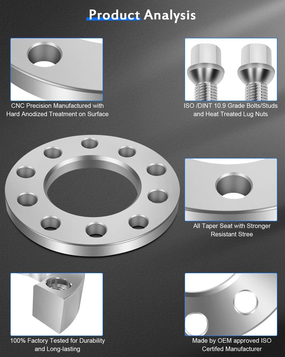 ECCPP 2X 5 Lug Wheel Spacers Adapters 1/2″ 5×4.5 5×4.75 fit for 1964-2019 for