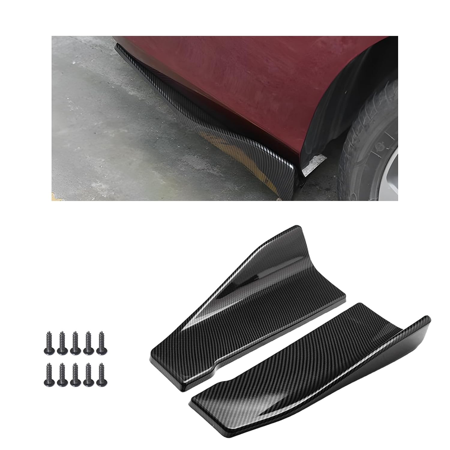 Car Rear Bumper Guard Carbon Fiber Auto Diffuser Splitter Protector Fender Skirt
