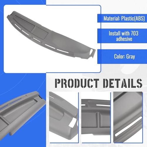 92-97 Ford F150 F250 F350 Bronco Dashboard Cover Hard ABS Dash Panel Gray