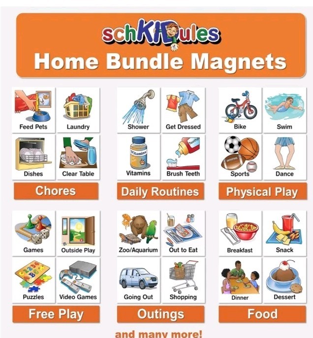 2-Sided Magnetic Visual Schedule for Kids (Home Bundle) | Daily Routines,…