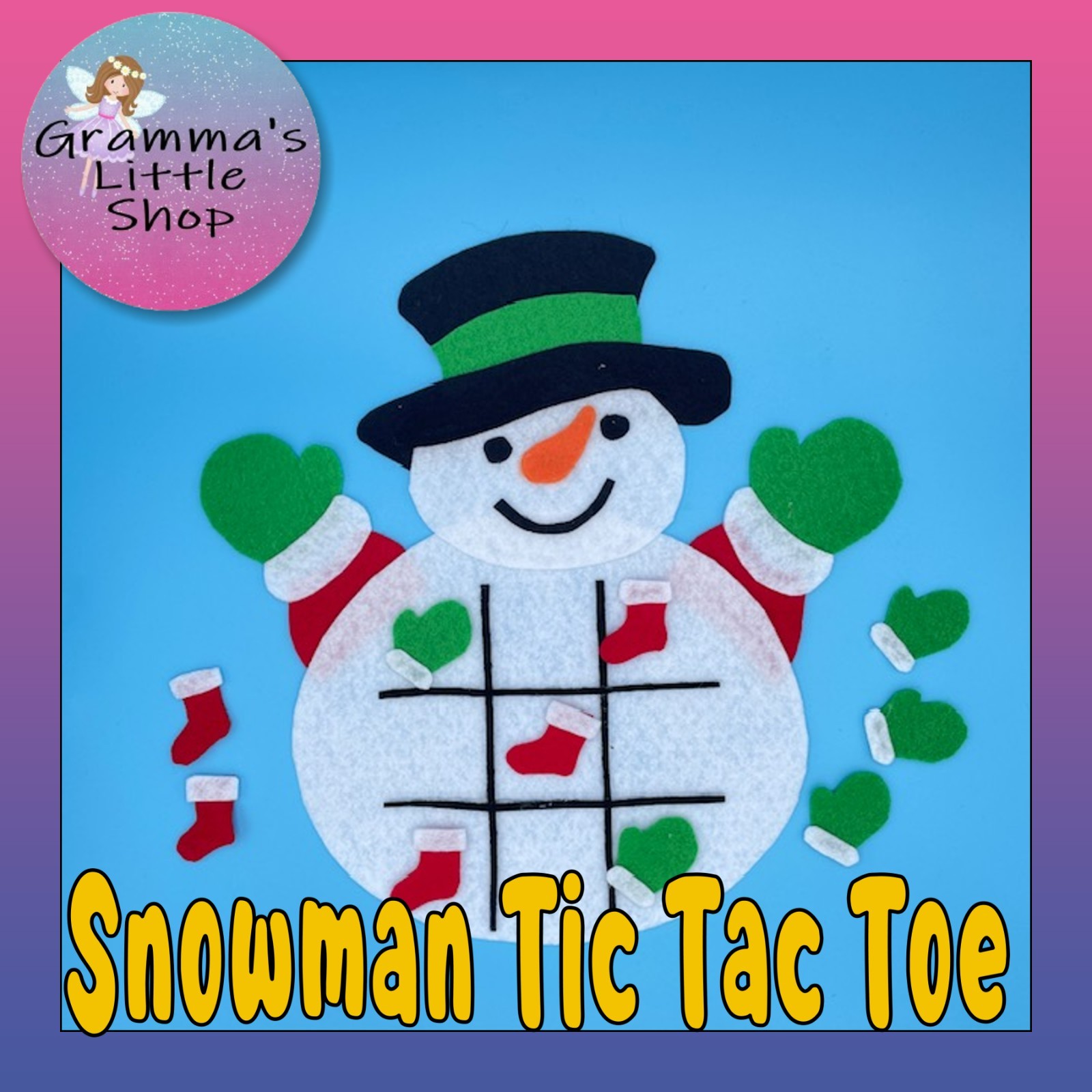 Snowman Tic Tac Toe Felt Game for Flannel or Felt Board Play