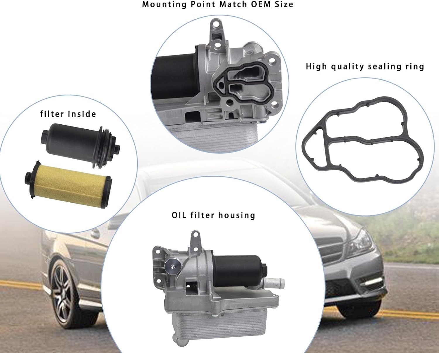 Upgrade Aluminum Engine Oil Filter Housing Assembly Compatible with