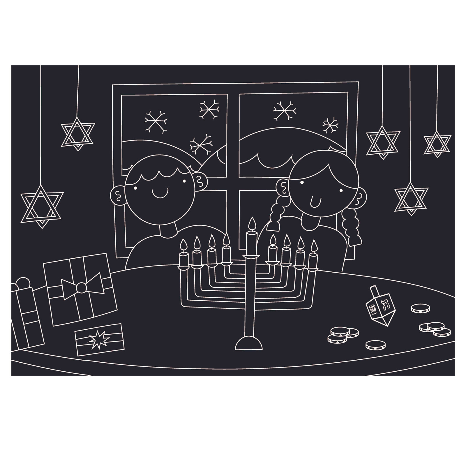 Imagination Starters – Chalkboard Hanukkah Placemat 12″x17″