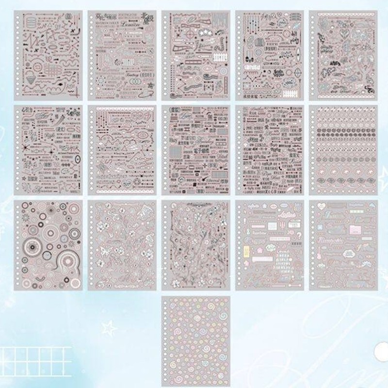32 Sheets Clear Sticker Set Twin Coil Binding Sticker Book For Journals Notebook