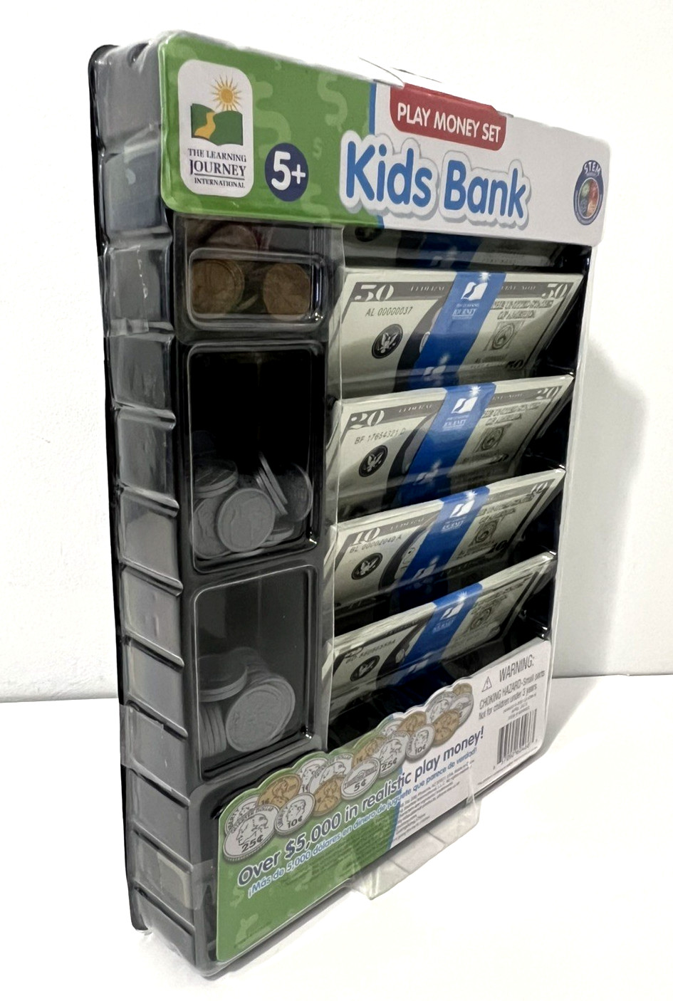 KIDS BANK PLAY MONEY SET EDUCATIONAL STEM COUNTING TOY BY THE LEARNING JOURNEY!!
