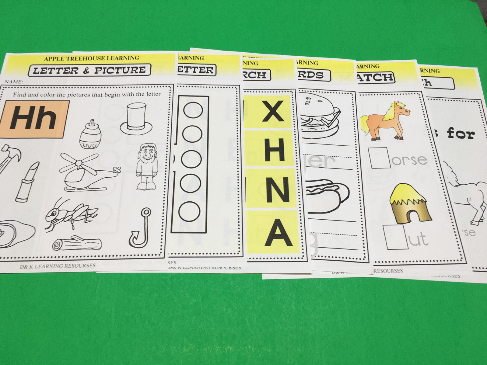 Letter Hh – Apple Treehouse Worksheets – Preschool Teaching supplies 20pgs