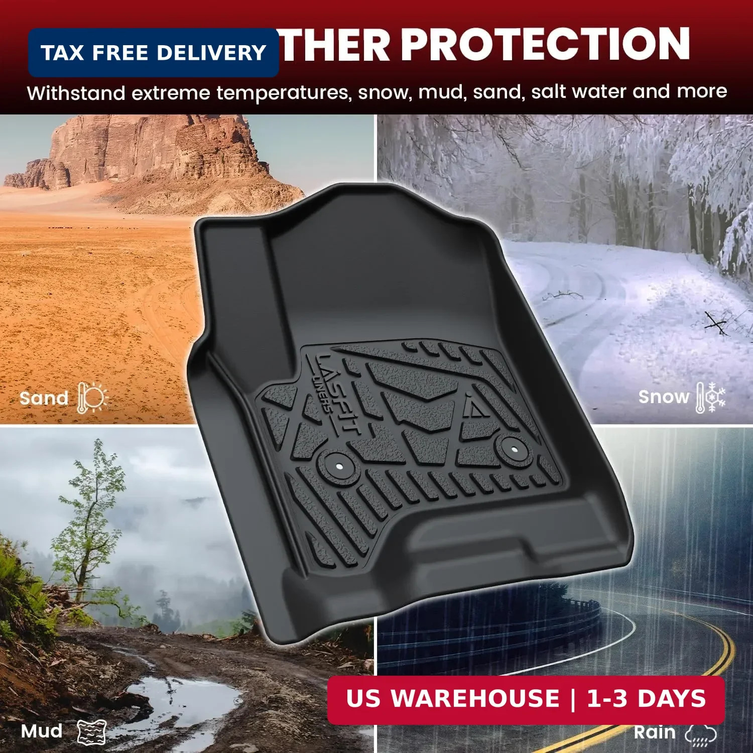 LASFIT Floor Mats 2014-2018 for Chevrolet Chevy Silverado/GMC Sierra 1500 Only C