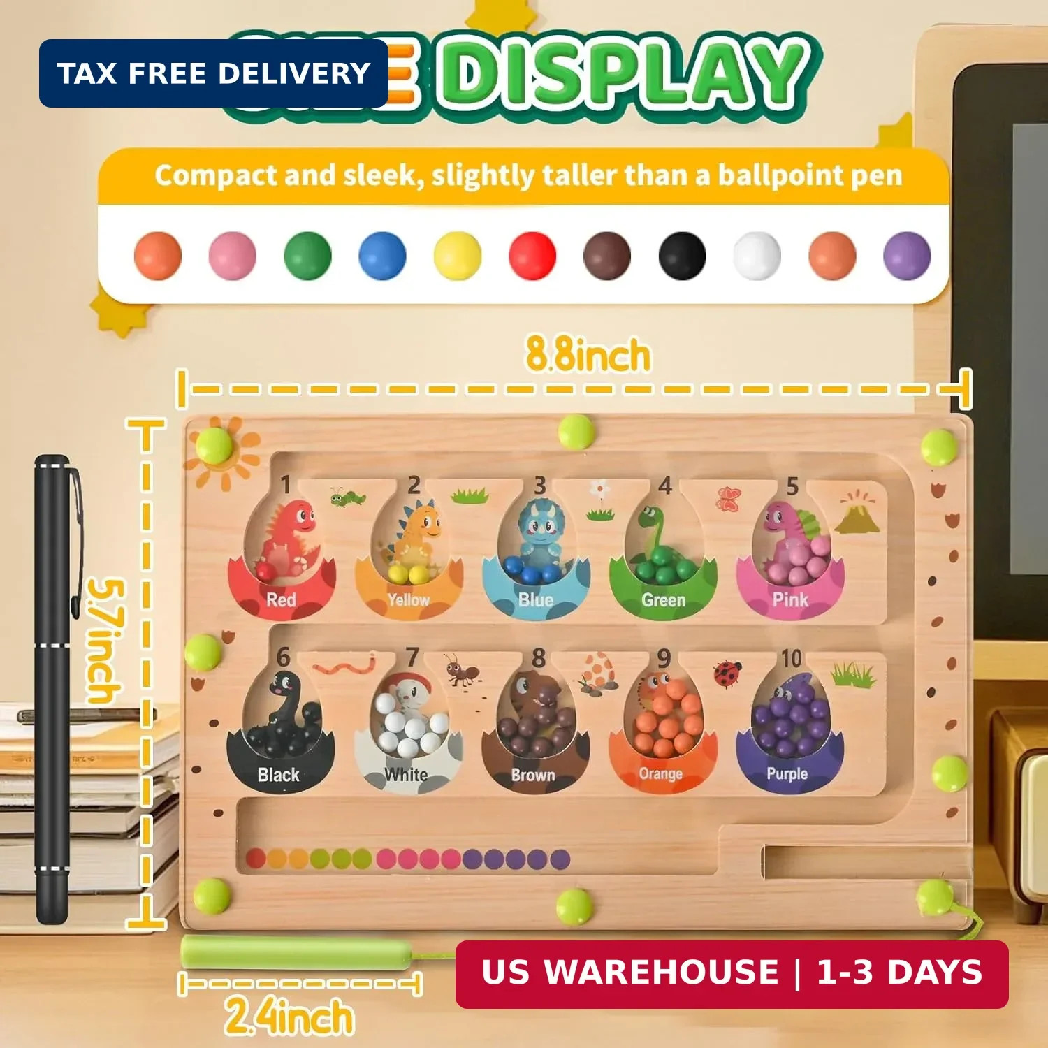 Montessori Toys Busy Board Travel Toys for Toddlers Kids Wooden Magnetic Colo…