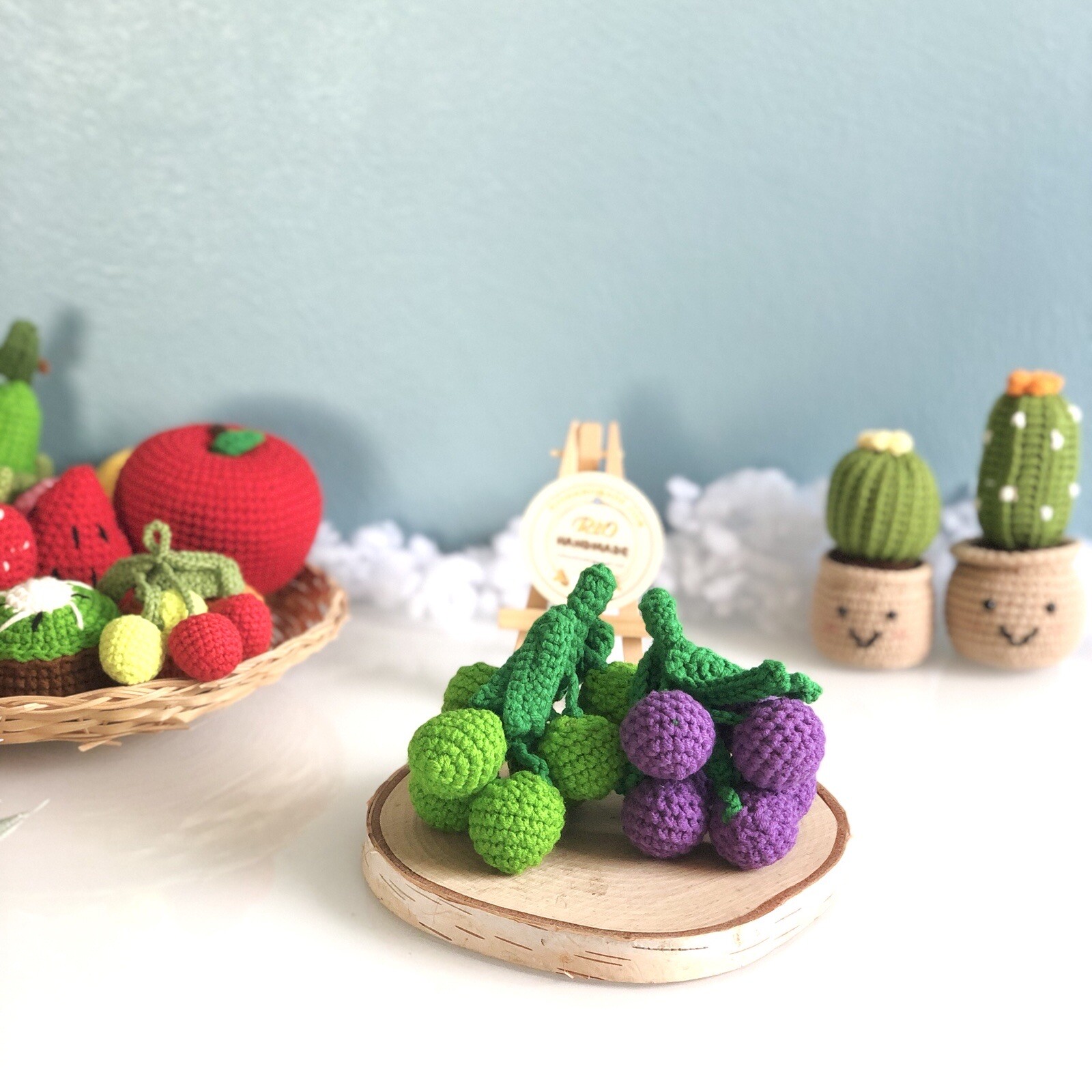 Handmade Set 10 pcs Crochet Vegetables , Fruit, Crochet Fake Food, Pretend Food