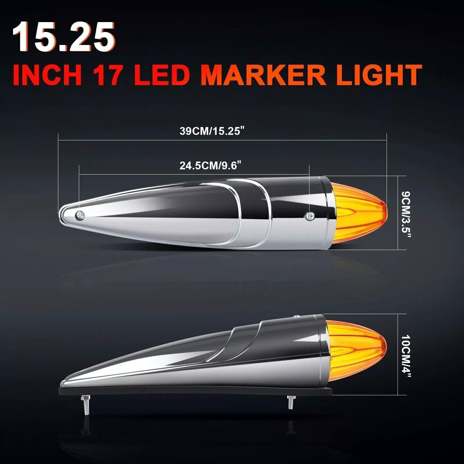 5Pcs Cab Marker Roof Running Amber Torpedo Top Lights Assembly Super Bright L…