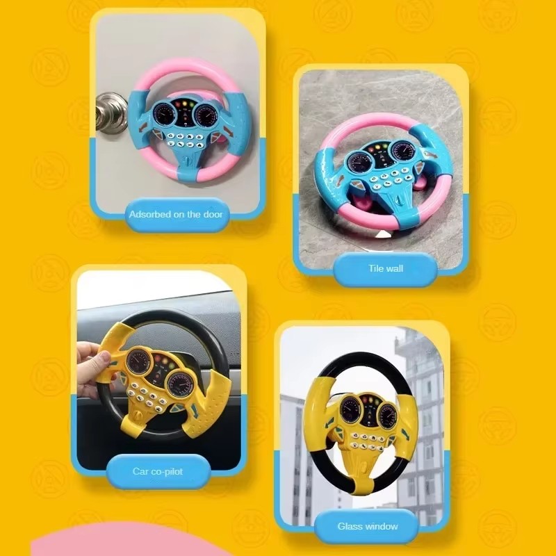 Toddler Backseat Pretend Steering Wheel Toy Suction Lights Xmas Birthday Gift