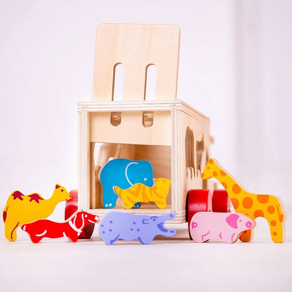 Bigjigs Toys, Animal Lorry Wooden Shape Sorter, Wooden Toys, Shape Sorter, Shape