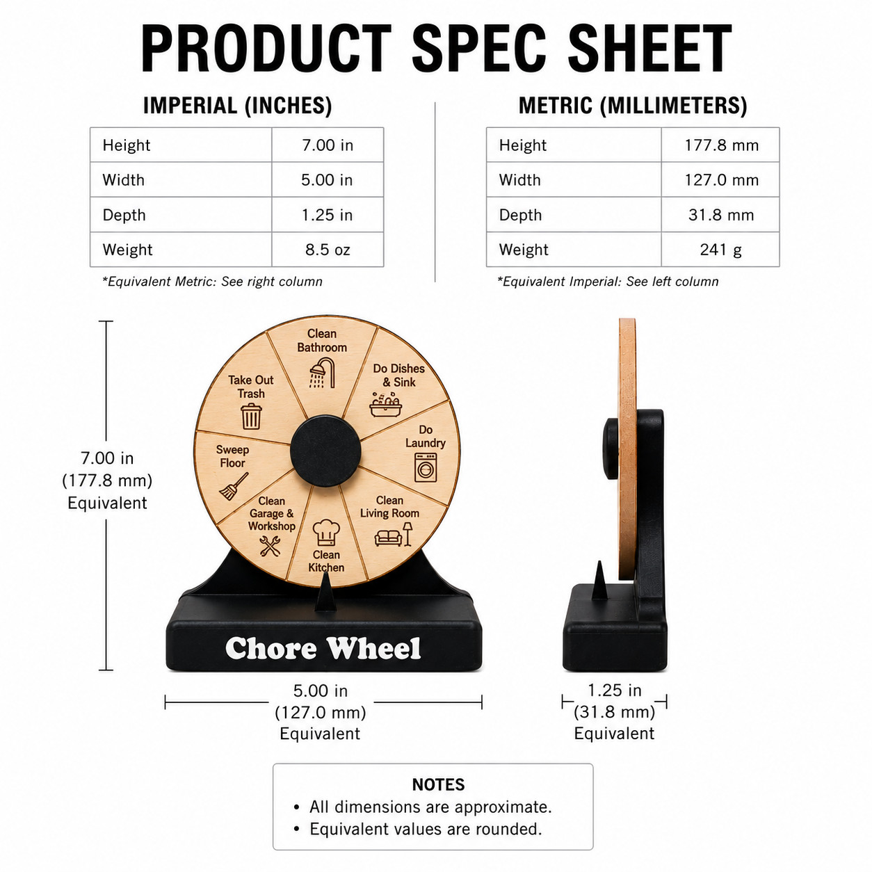 Chore Wheel with Stand, Family Chore Chart for Kids, Spinner Wheel, Spin Wheel