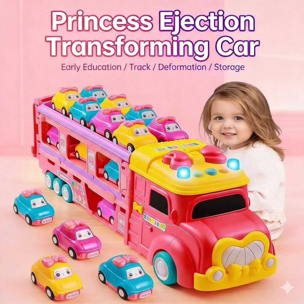 6 Pack Kids Sliding Push Car Storage Transport Toy Mini Vehicle Set