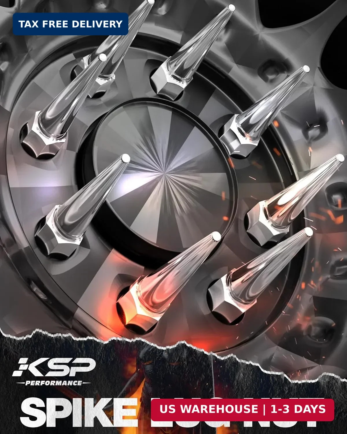 KSP M14x1.5 Spike Lug Nuts, 24pcs 14mmx1.5 Spiked Wheel Lug Nut for Silverado Si