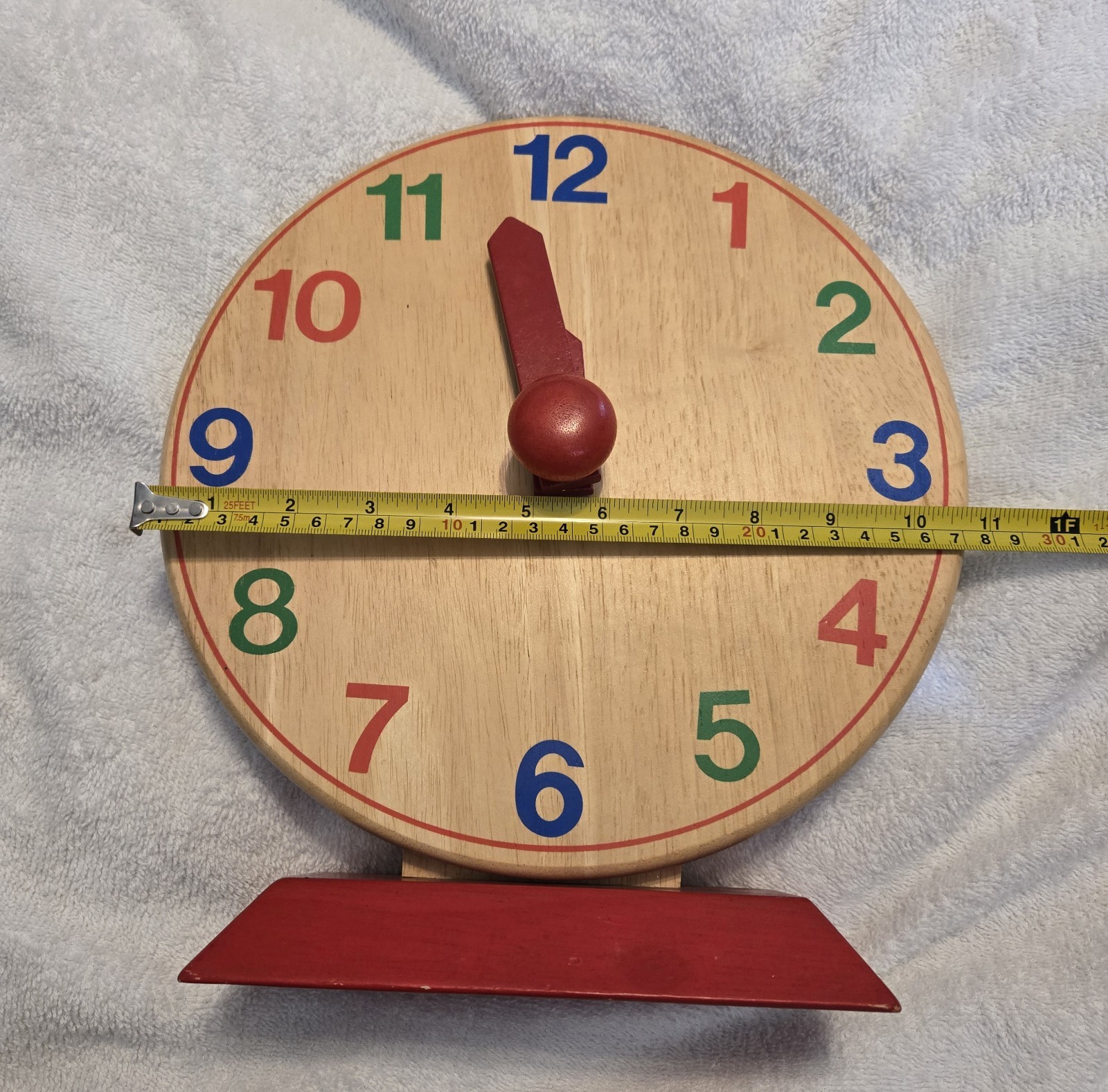 Vintage IKEA Multicoloured Educational Tool Kids 12” Wooden Decorative Clock