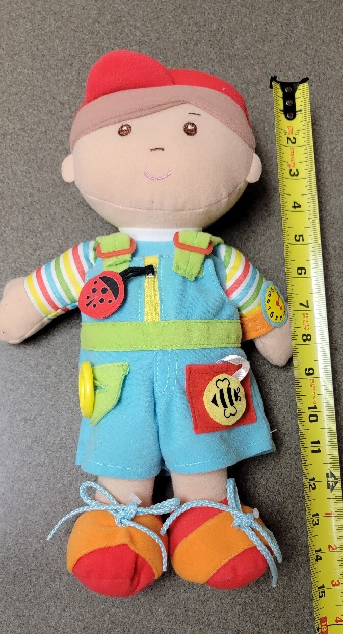 Spark Create 14″ Learning Buddy Plush Doll Sensory Fine Motor Skills Button Tie