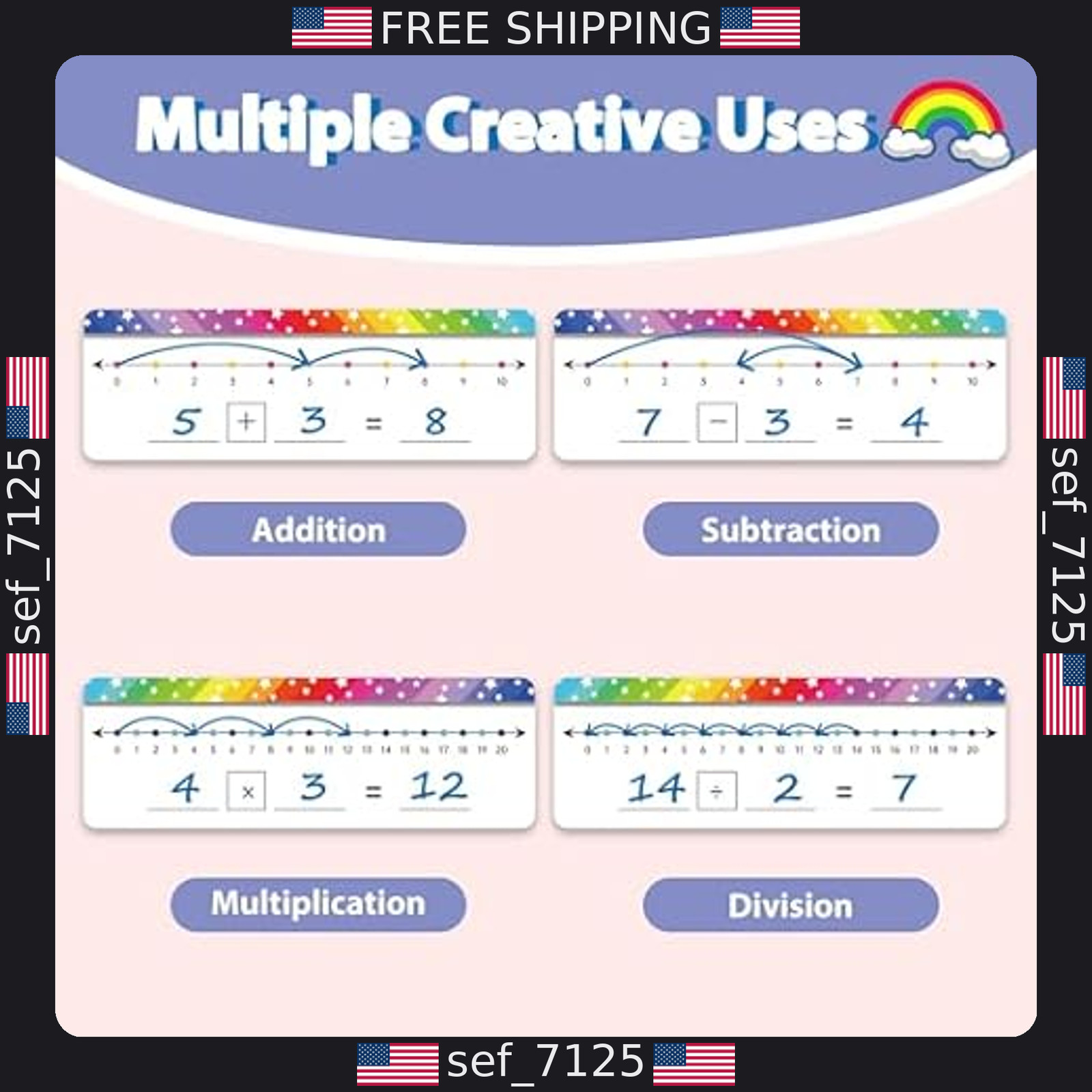 VUSIGN 26-Pack Double-Sided Dry Erase Number Line Cards 11.8? x 4?