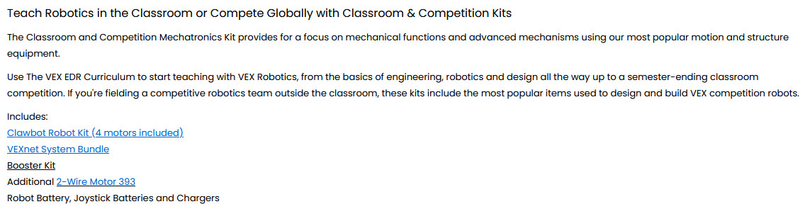 NEW VEX Robotics Classroom & Competition Mechatronics Kit 276-2800 Clawbot Robot