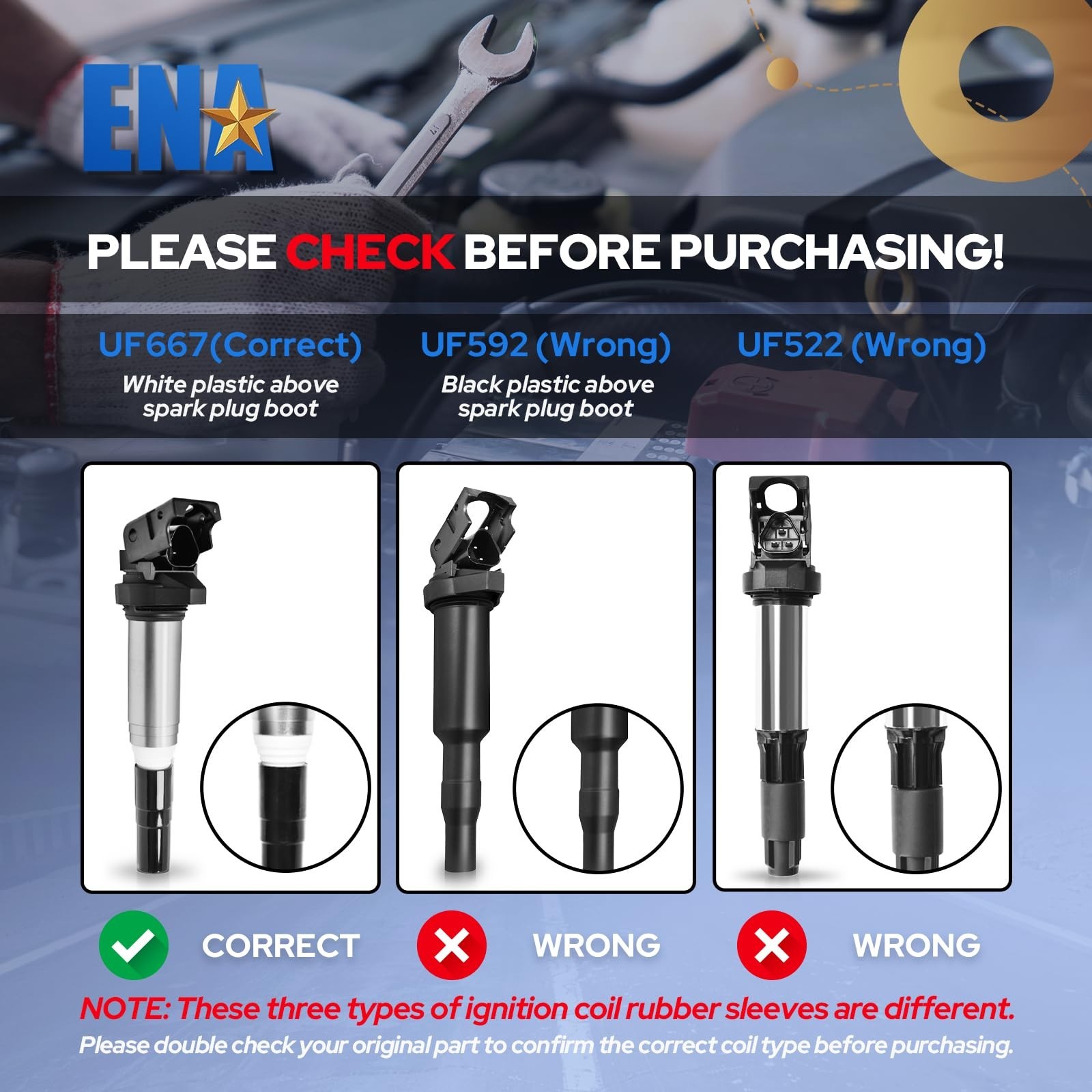 ENA Set of 6 Ignition Coil Pack Compatible with BMW 128i 135i 323i 325i 330i …