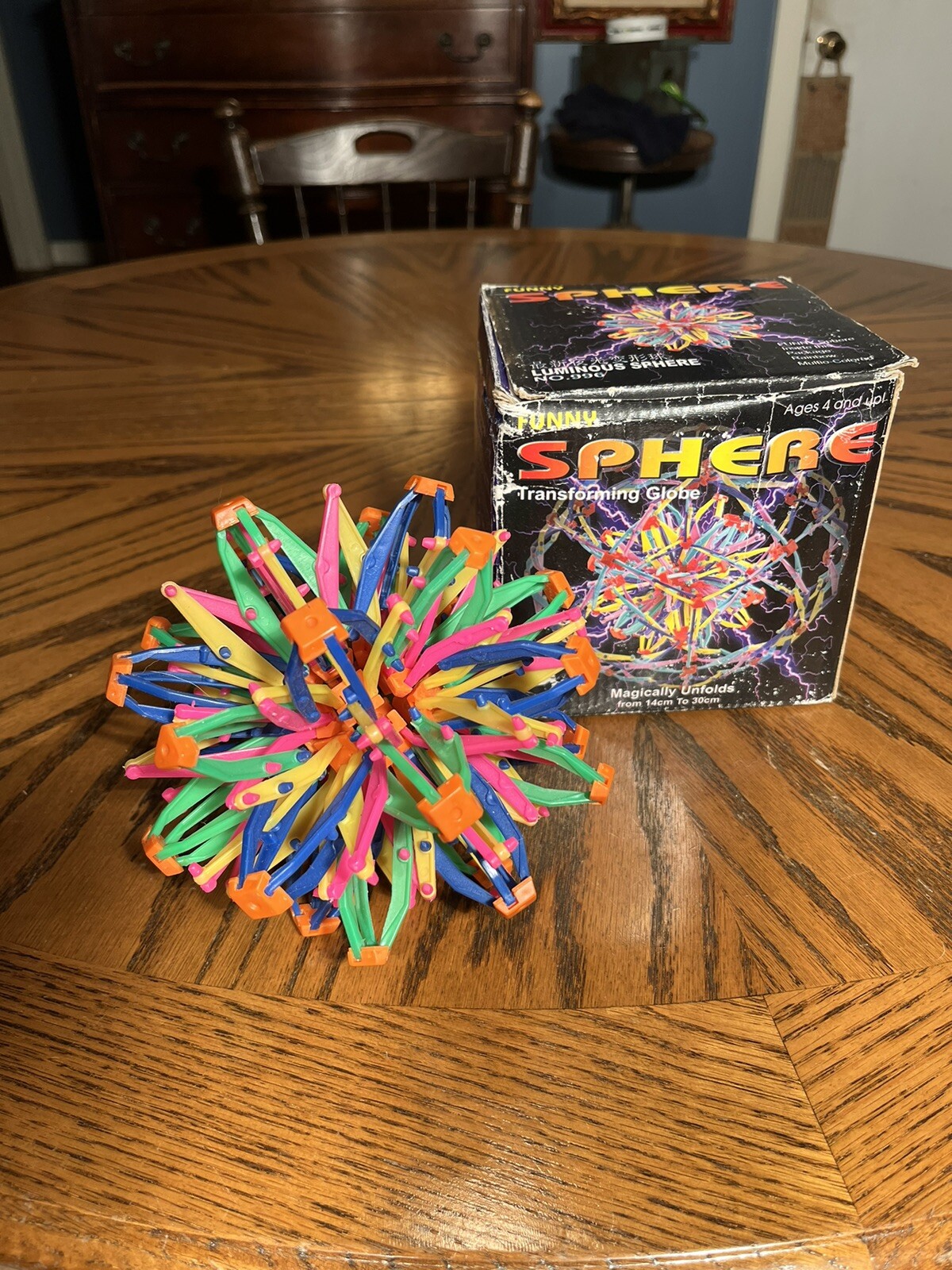 Funny Sphere Transforming Globe Toy In Box, Magically Unfolds, Rainbow Colored