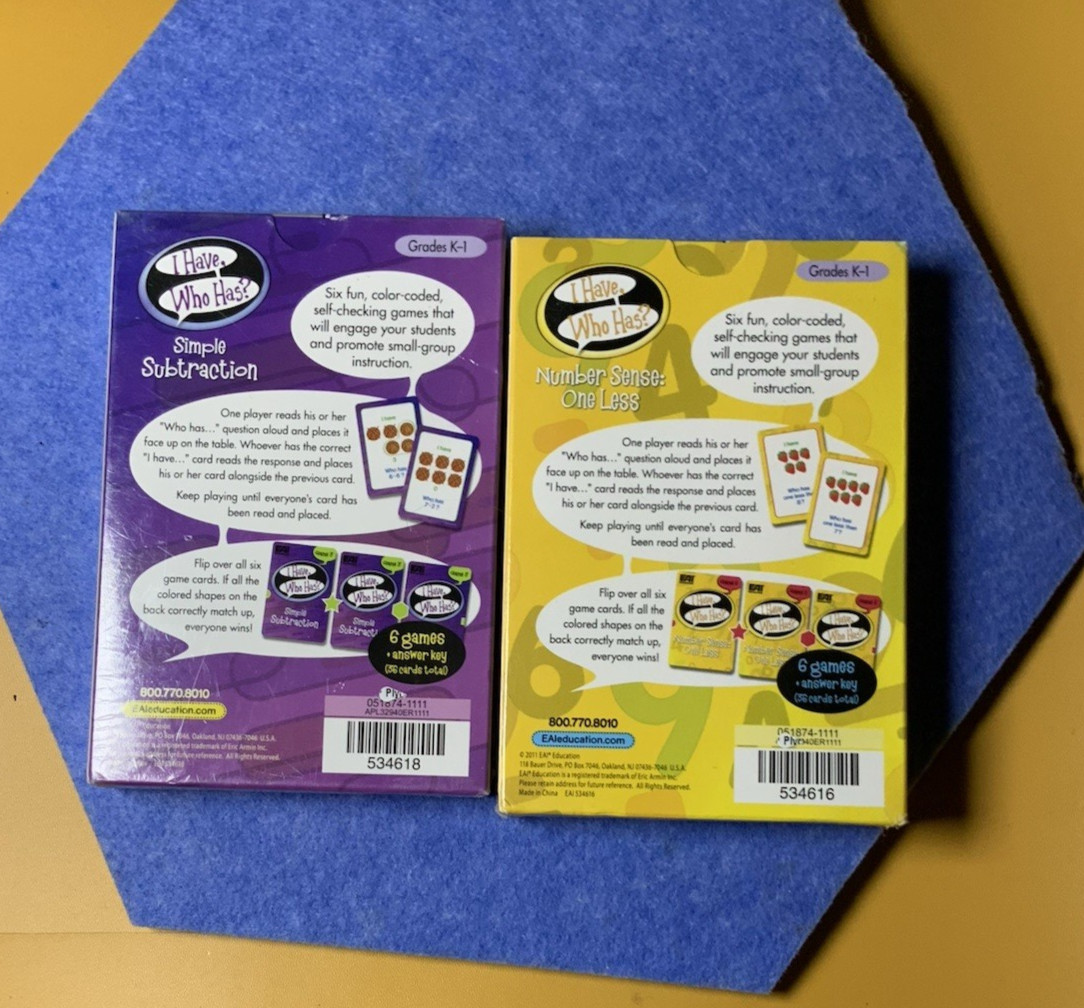 NOS NEW NIB Set of 2 I Have, Who Has? Math, EAI Education Flash Cards K 1